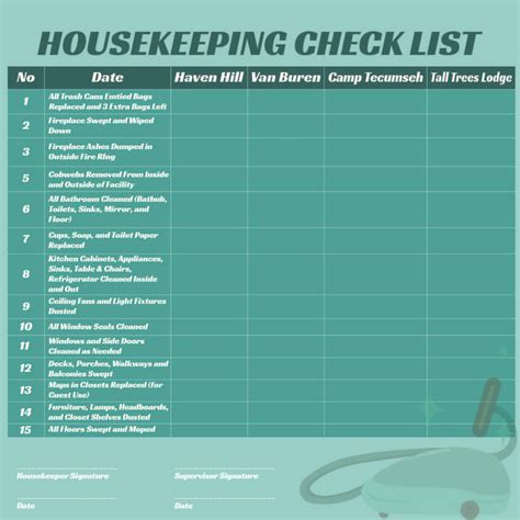 10 Best Housekeeping Cleaning Checklist Printable | Housekeeper ...