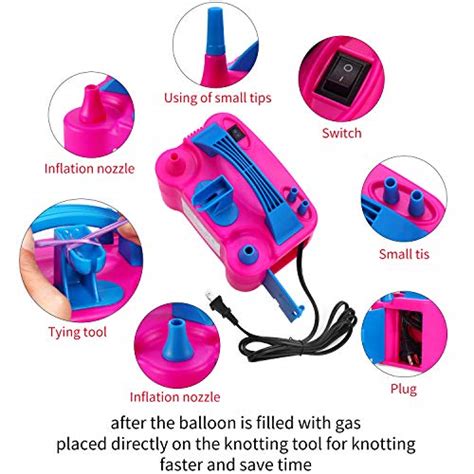 Electric Air Balloon Pump and Balloon Tying Tool In One,110V 600W Portable Dual Nozzles Electric ...