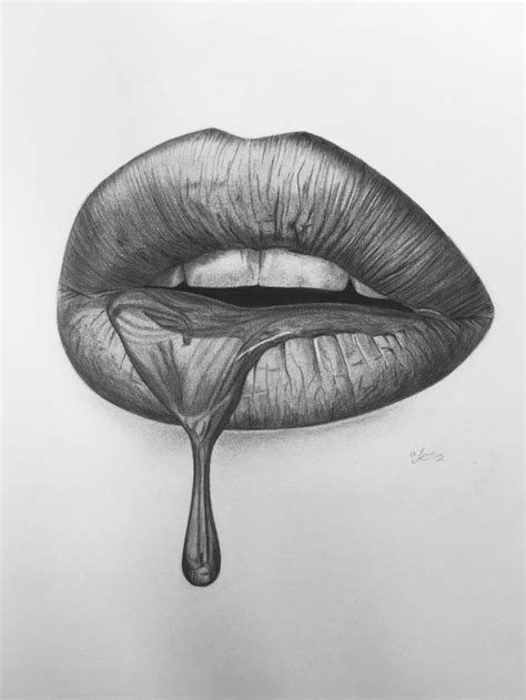 Dripping lip no.2 (2020) Pencil drawing by Amelia Taylor | Cool pencil ...