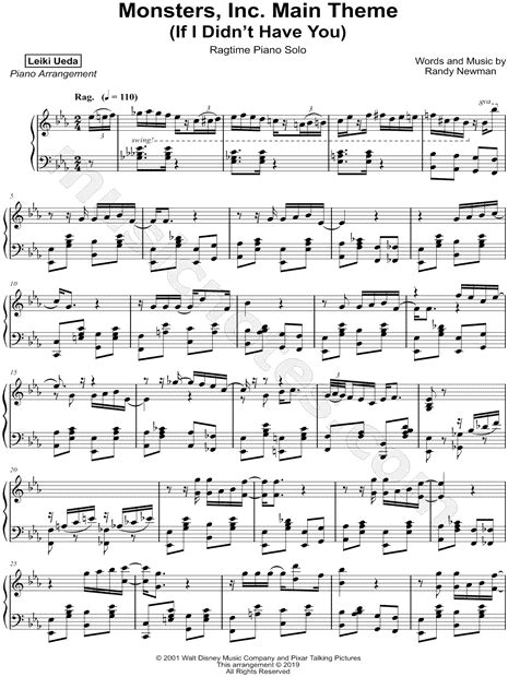 Leiki Ueda "Monsters, Inc. Main Theme" Sheet Music (Piano Solo) in Eb Major - Download & Print ...