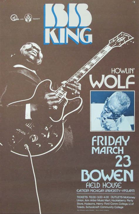 BB King/ Howlin' Wolf Concert Poster | Concert posters, Howlin wolf, Blues music poster