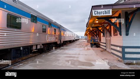 Train Stopped In A Station; Churchill Manitoba Canada Stock Photo - Alamy