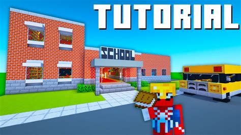 Minecraft Tutorial: How To Make An Elementary School With Full Interior And School Bus - YouTube