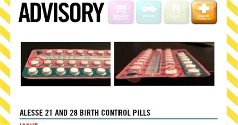 Canadian Daily Deals: Alesse Birth Control Pills Health Advisory