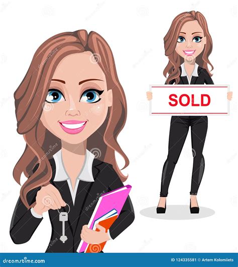 Beautiful Realtor Woman. a Real Estate Agent Stock Vector ...