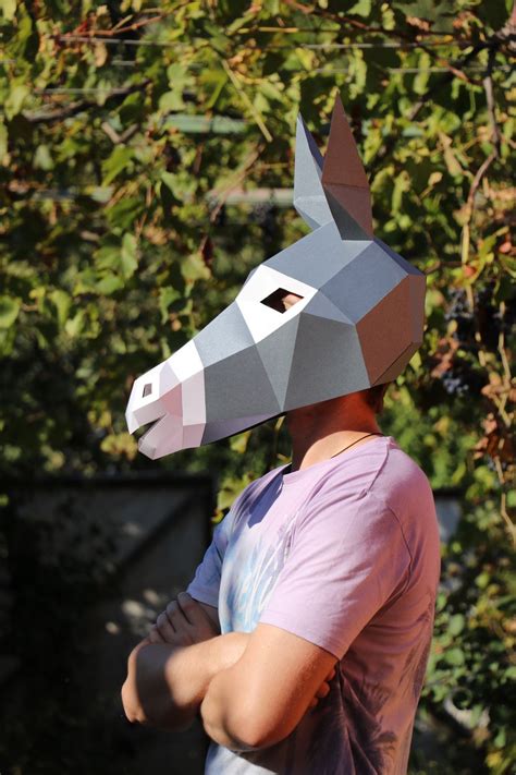 Donkey Mask DIY, Low Poly Mask, Paper Craft Mask, Pdf Template 3D Mask ...