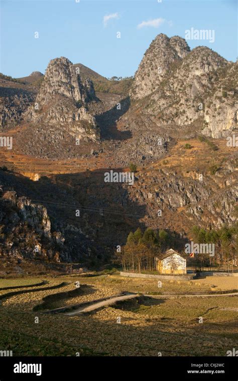 Limestone mountains and valley, Dong Van, Ha Giang, Vietnam Stock Photo ...