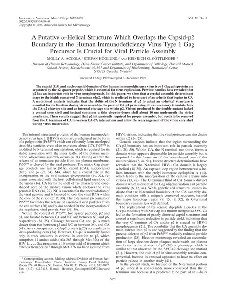 (PDF) A Putative ??-Helical Structure Which Overlaps the Capsid-p2 ...