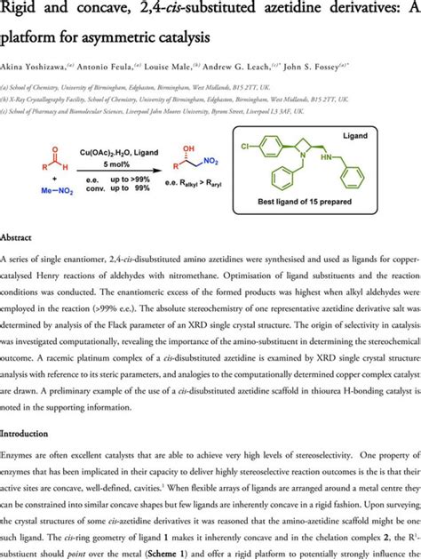 Rigid and concave, 2,4-cis-substituted azetidine derivatives: A platform for asymmetric ...