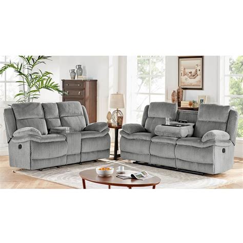 Rent to Own H317 2-Piece Smokey Reclining Sofa & Reclining Console ...