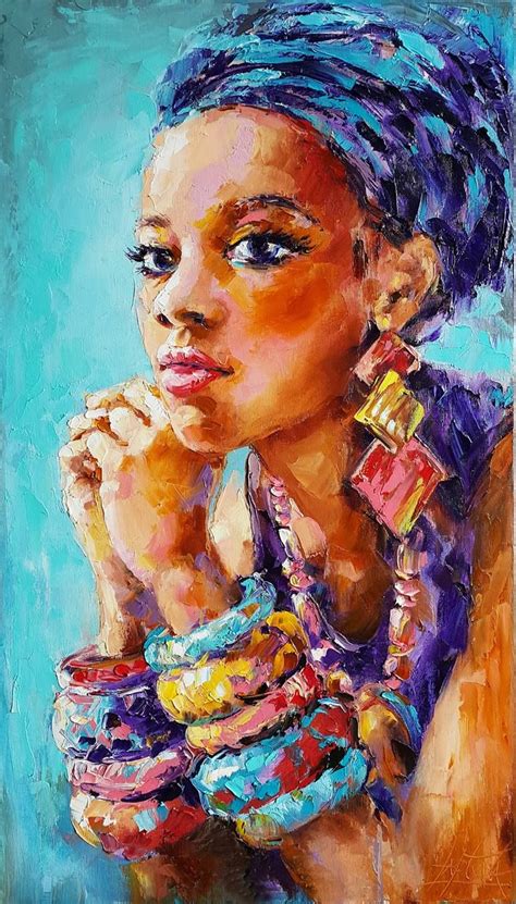 Portrait of an african woman Painting by VIKTORIJA LAPTEVA | African art paintings, African ...