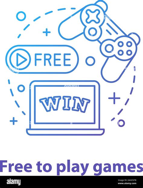 Free to play concept icon. Digital entertainment. Play games idea thin ...