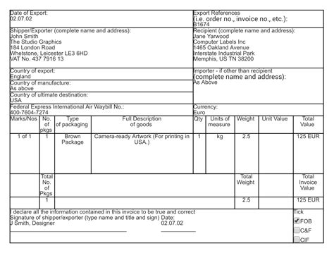 Proforma Invoice Template Fedex - Parahyena.com