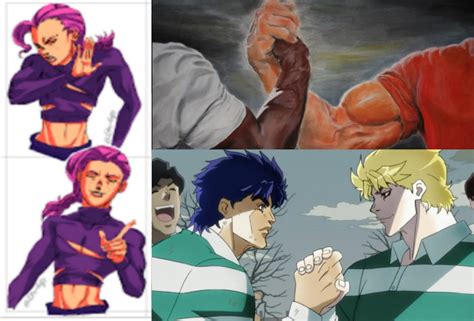 The normal handshake meme template VS the JoJo handshake meme template ...