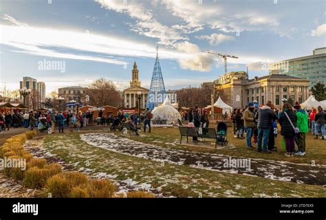 Denver Colorado - December 10, 2023: Christkindl Market at Civic Center Park in Denver, Colorado ...