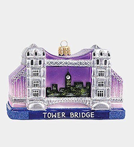 the tower bridge ornament is purple and white