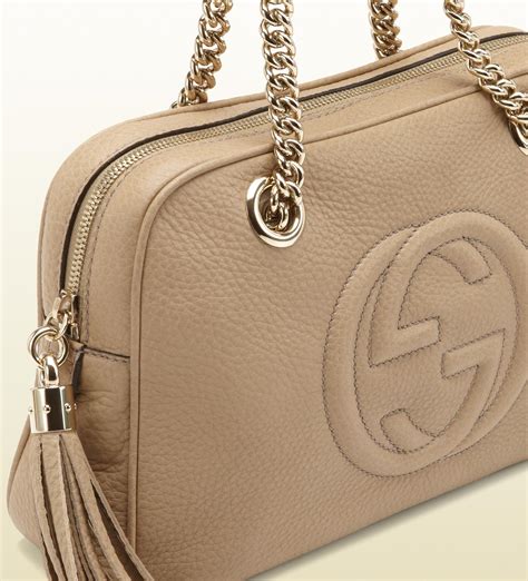 Gucci Soho Leather Shoulder Bag in Natural | Lyst