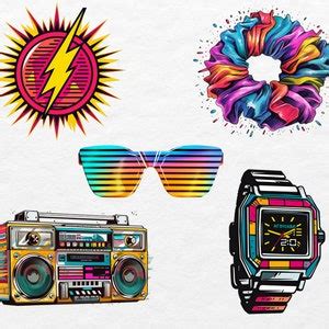 80s Retro Clipart Bundle Vintage 80s Clipart Png Neon, Instant Download ...