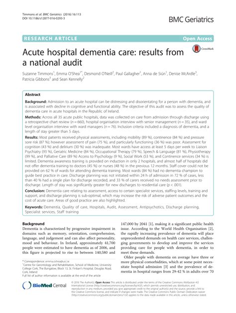 (PDF) Acute hospital dementia care: Results from a national audit