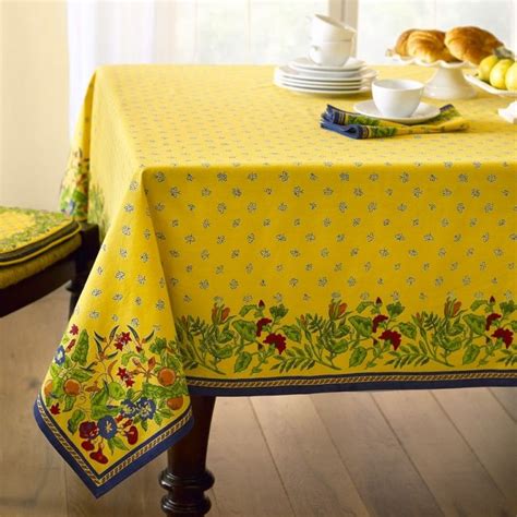 Provence Tablecloth, Yellow, 70" x 90" | French country tablecloths, Table cloth, French tablecloths