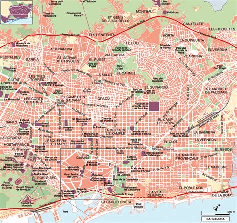 Barcelona tourist map - Full size