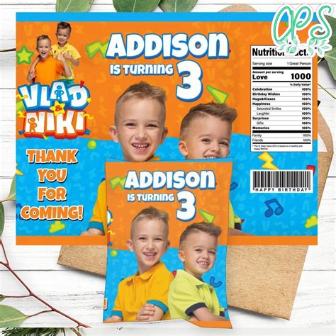 Vlad and niki Birthday Chip Bag Digital File Printable | CustomPartyShirts