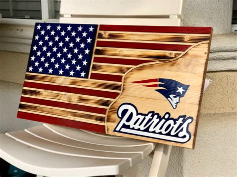 American Flag New England Patriots Football Flag Wood Flag - Etsy