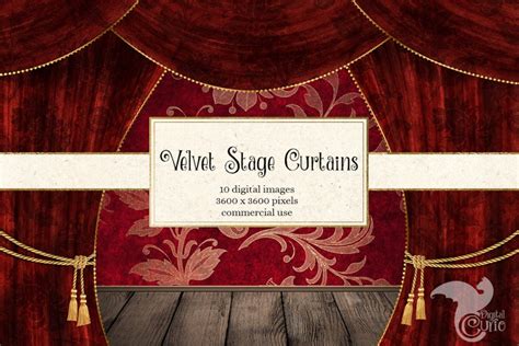 Velvet Stage Curtains, Digital Paper Photo Backdrops, Room Backgrounds ...