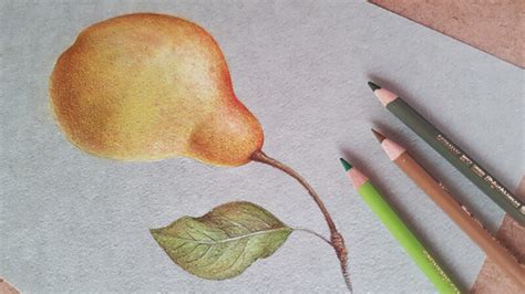 How to Draw a Pear with Colored Pencils