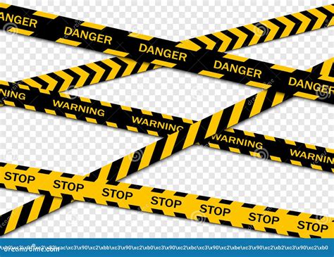 Set of Warning Tapes Isolated on Transparent Background. Warning Tape, Danger Tape, Caution Tape ...