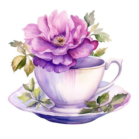 Watercolor Tea Cup Clip Art, Watercolor, Clip Art, Painted PNG ...