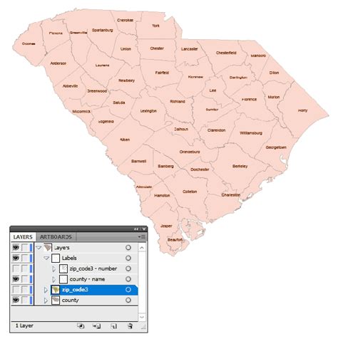 North Carolina 3 digit zip code and county vector map | Your-Vector-Maps.com