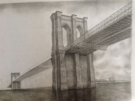 Brooklyn Bridge - pencil drawing - Dreams of an Architect