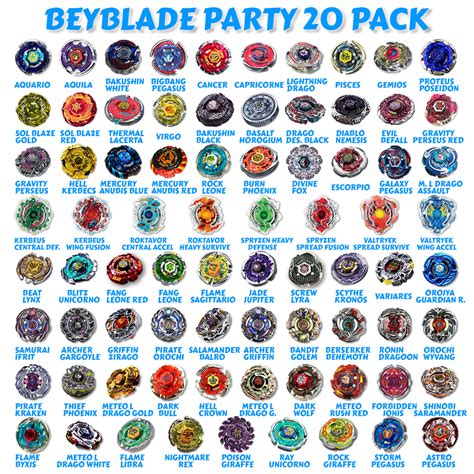 Party 20 Pack Metal Fury, Metal Fusion, Metal Masters, Zero-G Shogun Steel, & Burst Beyblade ...