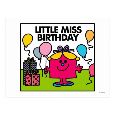 Little Miss Birthday | Presents & Balloons Postcard | Zazzle