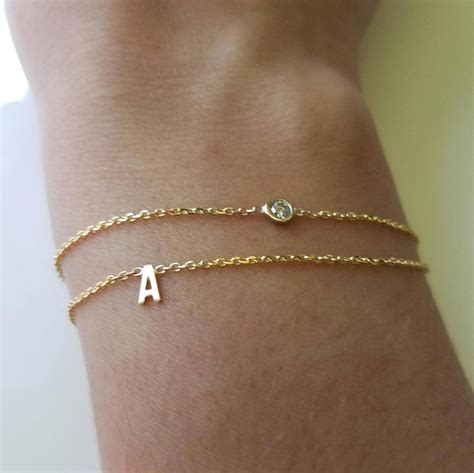 Diamond bracelet with initial,Gemstone bracelets,Solid gold letter ...