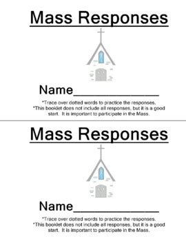 Catholic Mass Responses Booklet by Jessica Swarts | TPT