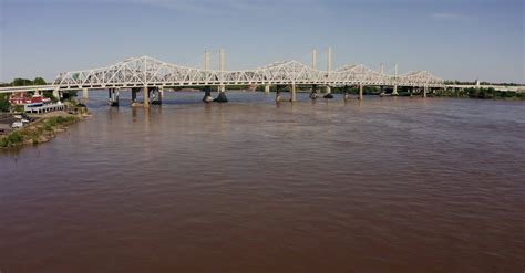 Drone Footage Of Bridges Crossing A Big River · Free Stock Video