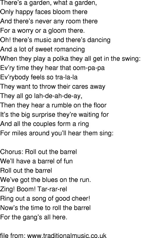 Old-Time Song Lyrics - Beer Barrel Polka