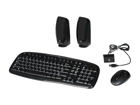 Logitech EX100 Black Cordless Desktop Keyboard, Optical Mouse & Speaker Kit - Newegg.com