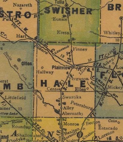 Hale County Texas history, towns, courthouse, vintage maps.