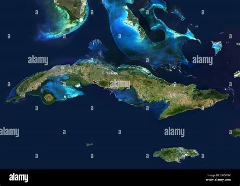 Cuba, Imagen de satélite de color verdadero. True color imagen ...