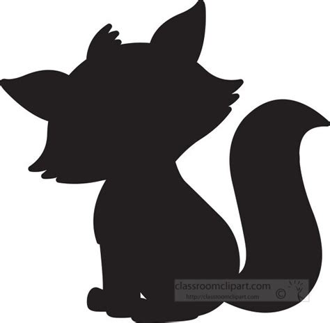 Animal Silhouette Clipart-cartoon of a cute fox silhouette 2