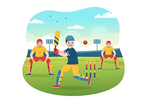 Premium Vector | Batsman playing cricket sport illustration with bat ...