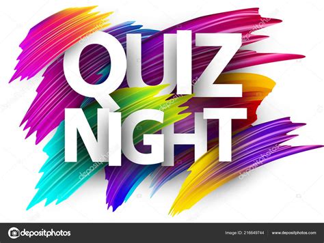 Quiz Night Poster Colorful Brush Design Isolated White Background Stock ...