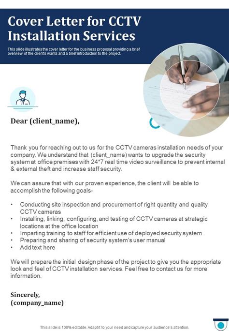 Cover Letter For Cctv Installation Services One Pager Sample Example Document | Presentation ...