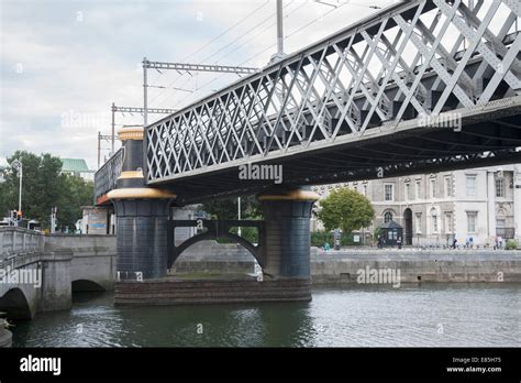 Lattice Girder Railway Bridge and River Liffey, Dublin, Ireland Stock Photo - Alamy