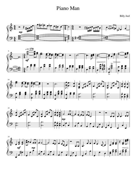 Piano Man (Piano Solo) Sheet music for Piano (Solo) | Musescore.com