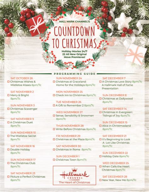 Hallmark Christmas Movies 2019 Checklist - Full List and Schedule ...