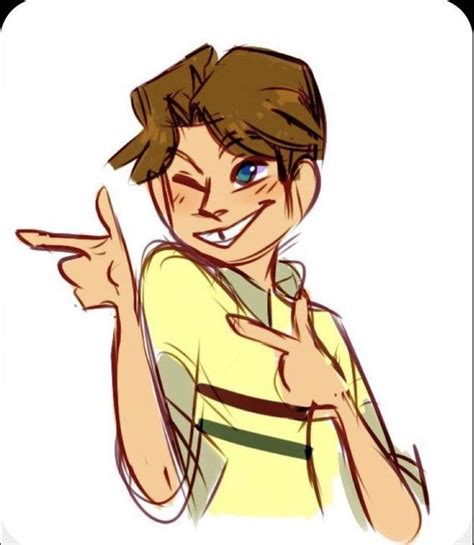 a drawing of a boy pointing to the left with his hand up in front of him